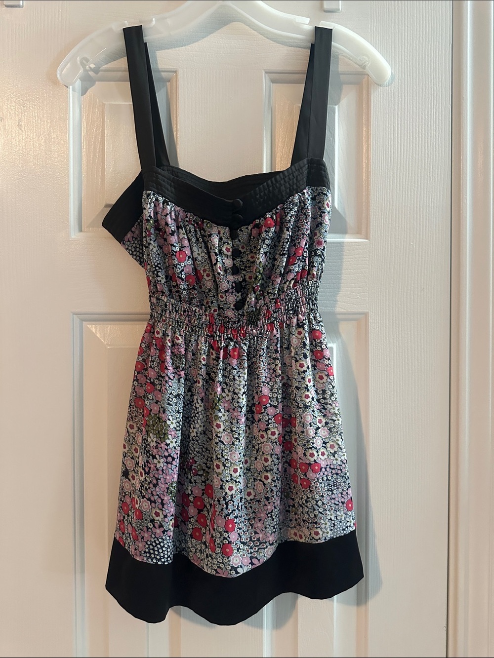 Y2K Forever 21 Sheer Floral Babydoll Top Satin Trim M Boho Indie Sleaze Milkmaid